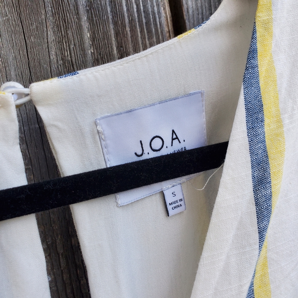 J.O.A Striped Ruffle Faux Wrap Midi Dress - Picture 7 of 8